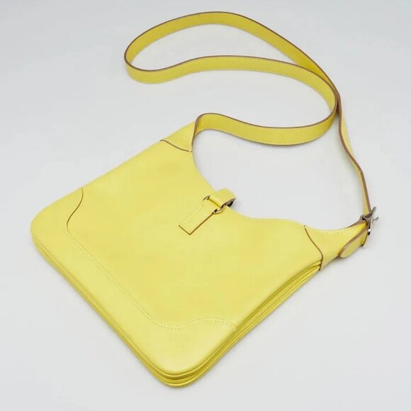 Hermes Lime Evercolor Leather Palladium Plated Trim Duo 24 Bag - Picture 3 of 12